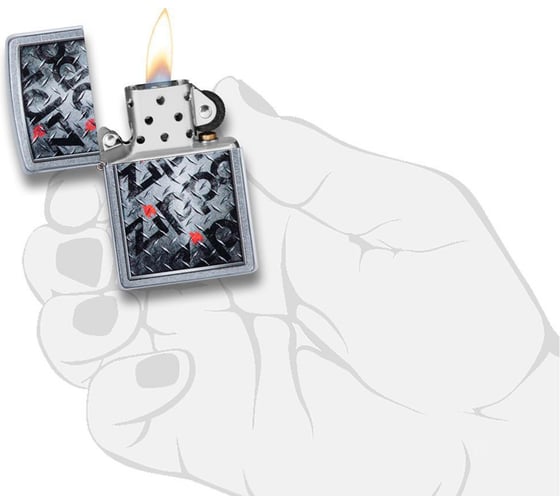 Зажигалка ZIPPO Diamond, с покрытием Street Chrome, 38x13x57 мм, 29838