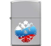 Зажигалка Zippo Двуглавый орёл, с покрытием High Polish Chrome, 38x13x57мм, 250 RUSSIAN COAT OF ARMS