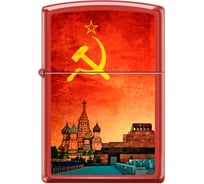 Зажигалка Zippo Красная Москва, с покрытием Red Matte, 38x13x57 мм, 233 SOVIET DESIGN