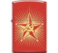Зажигалка Zippo Серп и Молот на Звезде, с покрытием Red Matte, 38x13x57 мм, 233 RUSSIAN HAMMER SICKLE