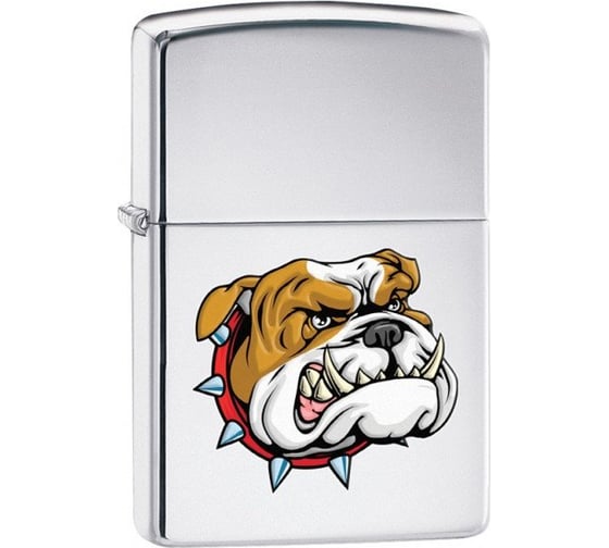 Зажигалка Zippo Бульдог, с покрытием High Polish Chrome, 38x13x57 мм, 250 MEAN DOG 1