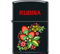 Зажигалка Zippo Ягода-Малина, с покрытием Black Matte, 38x13x57 мм, 218 RUSSIAN KHOKHLOMA