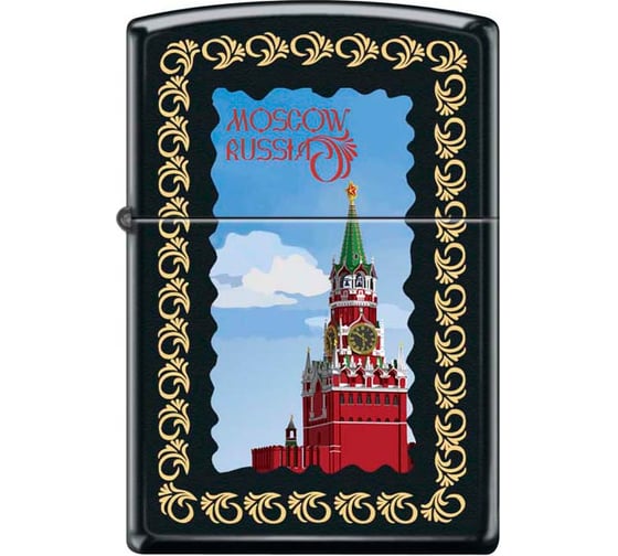 Зажигалка Zippo Московский кремль, с покрытием Black Matte, 38x13x57 мм, 218 MOSCOW KREMLIN FRAMED 1