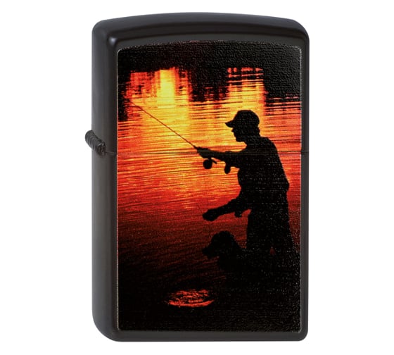 Зажигалка Zippo Рыбак, с покрытием Black Matte, 38x13x57 мм, 218 FISHERMAN