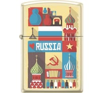 Зажигалка Zippo Открытка из России, с покрытием Cream Matte, 38x13x57 мм, 216 RUSSIAN POSTCARD