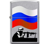 Зажигалка Zippo Защитник Отечества, с покрытием Street Chrome, 38x13x57мм, 207 RUSSIAN SOLDIER