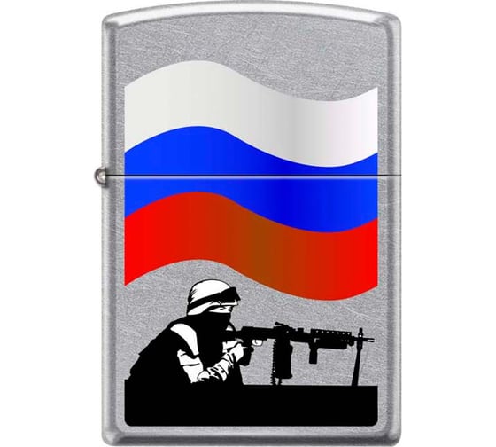 Зажигалка Zippo Защитник Отечества, с покрытием Street Chrome, 38x13x57мм, 207 RUSSIAN SOLDIER 1