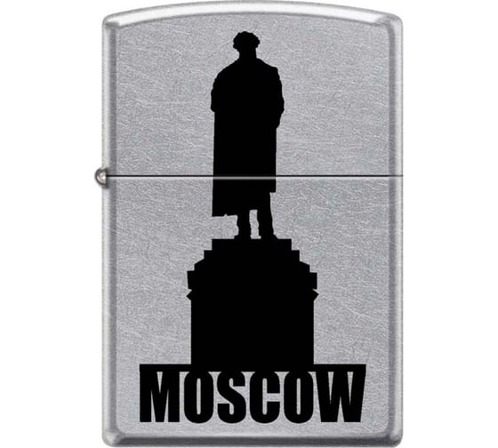Зажигалка Zippo Памятник Пушкину, с покрытием Street Chrome, 38x13x57 мм, 207 MOSCOW SILHOUETTE 1