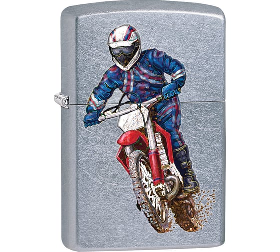 Зажигалка Zippo Байкер, с покрытием Street Chrome, 38x13x57 мм, 207 DIRT BIKE 2 1