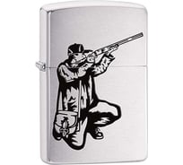 Зажигалка Zippo Охотник, с покрытием Brushed Chrome, 38x13x57 мм, 200 VECTOR RIFLE AND HUNT