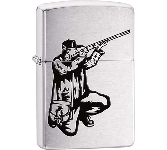 Зажигалка Zippo Охотник, с покрытием Brushed Chrome, 38x13x57 мм, 200 VECTOR RIFLE AND HUNT