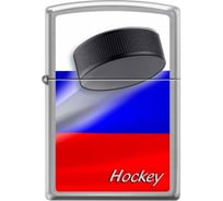Зажигалка Zippo Российский хоккей, с покрытием Brushed Chrome, 38x13x57 мм, 200 RUSSIAN HOCKEY PUCK