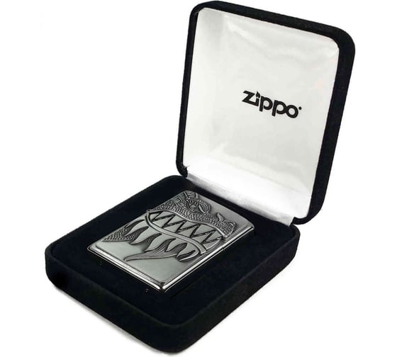 Зажигалка Zippo 200 Fire Breathing Dragon, с покрытием Brushed Chrome, 38x13x57 мм 28969