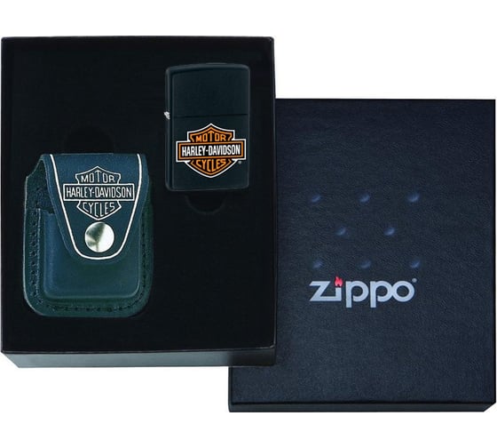 Подарочный набор Zippo 218HD с чехлом, черный, 36x12x56 мм,.H252-065