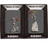 Набор из двух зажигалок Zippo Влюбленные зомби, с покрытием Iron Stone, 28987