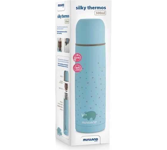 Детский термос для жидкостей Miniland Silky Thermos, 500 мл, голубой 89218