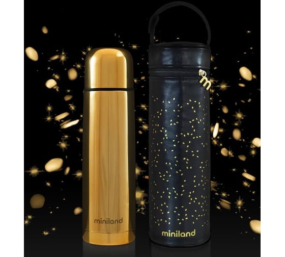 Детский термос для жидкостей Miniland Delux Thermos, с термосумкой, 500 мл, золотой 89256