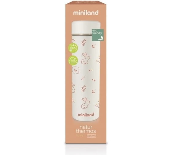 Детский термос для еды и жидкостей Miniland Natur Thermos Bunny зайчик, 450 мл 89263
