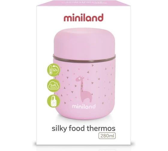 Детский термос для еды и жидкостей Miniland Silky Thermos Mini цвет розовый, 280 мл 89245