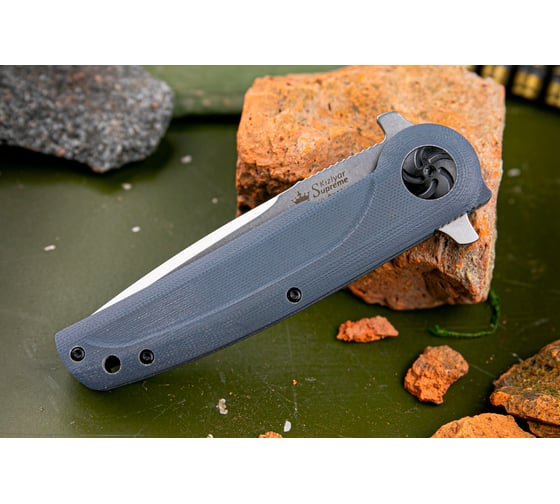 Складной нож Kizlyar Supreme Biker X cталь D2, StoneWash, рукоять из G10 4650065059961