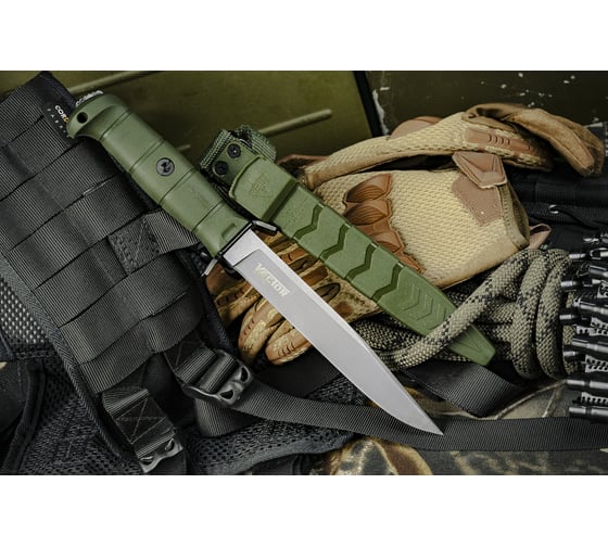 Тактический нож Kizlyar Supreme Vector сталь 420HC, TacWash, рукоять из оливкового кратона 4610094295969