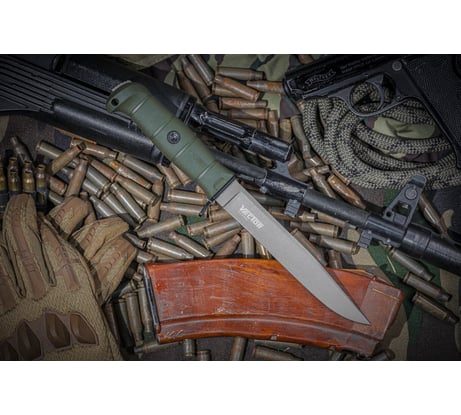 Тактический нож Kizlyar Supreme Vector сталь AUS-8, TacWash, рукоять из оливкового кратона 4610094295945