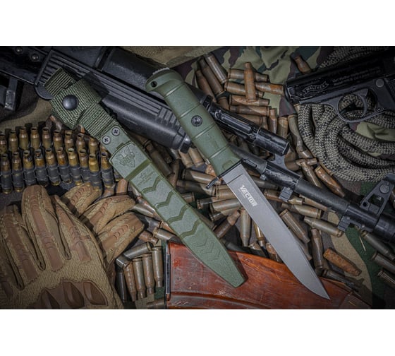 Тактический нож Kizlyar Supreme Vector сталь AUS-8, TacWash, рукоять из оливкового кратона 4610094295945