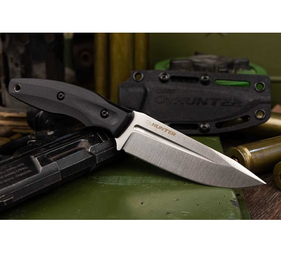 Туристический нож Kizlyar Supreme Cityhunter сталь AUS-8, рукоять из черного G10 4610094291732