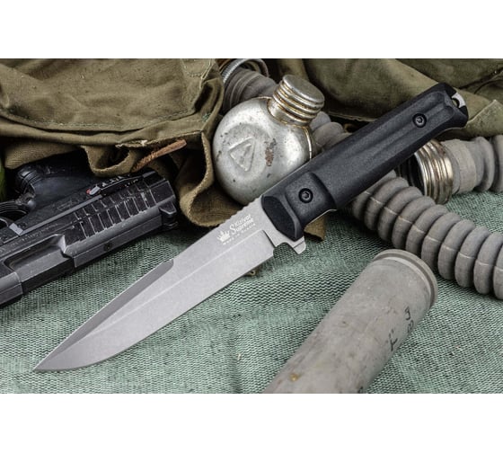 Туристический нож Kizlyar Supreme Delta сталь D2, TacWash, рукоять из черного кратона 4650065057516