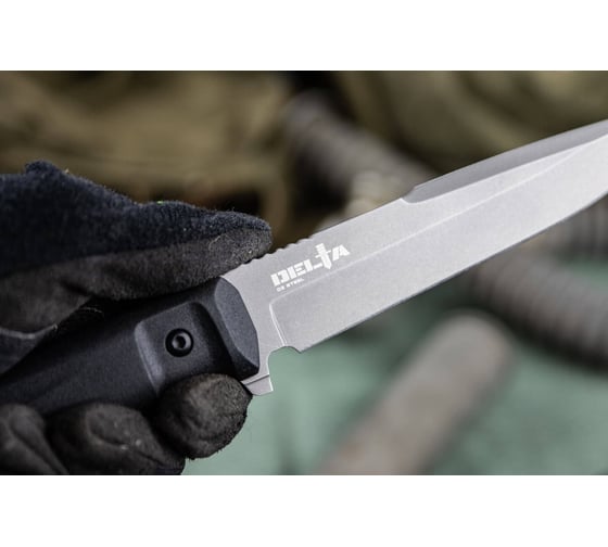 Туристический нож Kizlyar Supreme Delta сталь D2, TacWash, рукоять из черного кратона 4650065057516