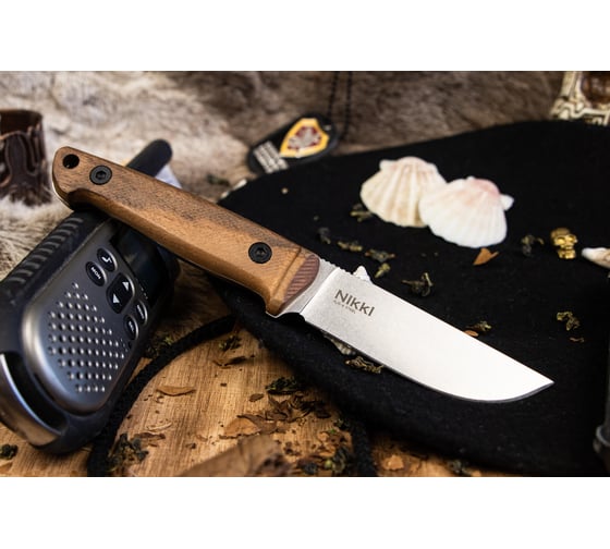 Туристический нож Kizlyar Supreme Nikki сталь AUS-8, StoneWash, рукоять из Кавказского ореха 4650065057929 1
