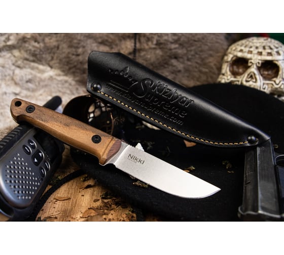 Туристический нож Kizlyar Supreme Nikki сталь AUS-8, StoneWash, рукоять из Кавказского ореха 4650065057929