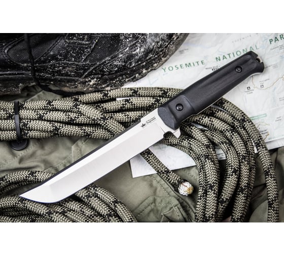 Туристический нож Kizlyar Supreme Senpai сталь AUS-8, StoneWash, рукоять из черного кратона 4650065058223