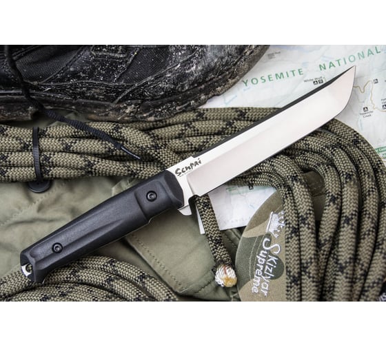 Туристический нож Kizlyar Supreme Senpai сталь AUS-8, StoneWash, рукоять из черного кратона 4650065058223