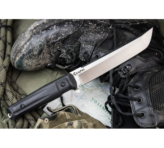 Туристический нож Kizlyar Supreme Senpai сталь AUS-8, StoneWash, рукоять из черного кратона 4650065058223