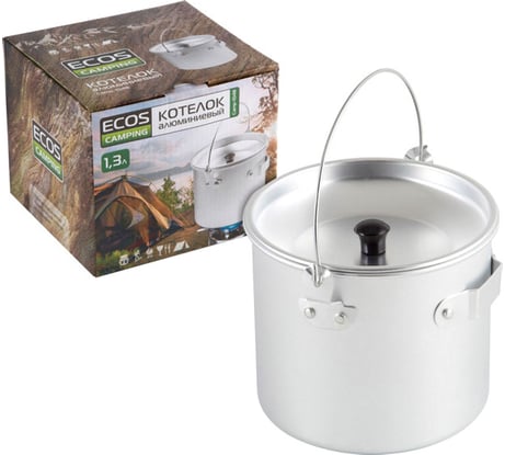Алюминиевый котелок Ecos Camp-1048, объем 1,3 литра 991015