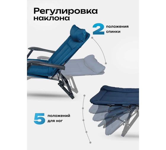 Шезлонг складной с подлокотниками WMC TOOLS на мягкой основе, в комплекте с зонтом садовым WMC-FG-HY-8000B-Z(59944)
