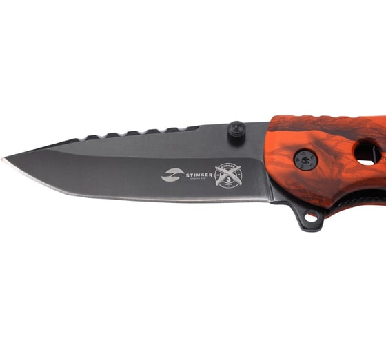 Нож Stinger 86 мм, оранжевый камуфляж, картонная коробка FK-020OR