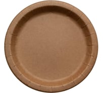 Тарелка картонная Papperskopp d230 мм, 50 шт, неламинированная с бортом, крафт ОП-230017