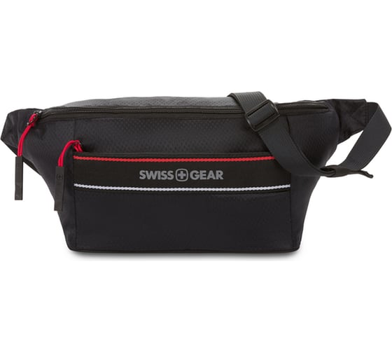 Сумка на пояс SWISSGEAR черная, полиэстер с плетением рип-стоп, 38х5х15 см 3991202521