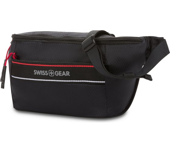 Сумка на пояс SWISSGEAR черная, полиэстер с плетением рип-стоп, 38х5х15 см 3991202521