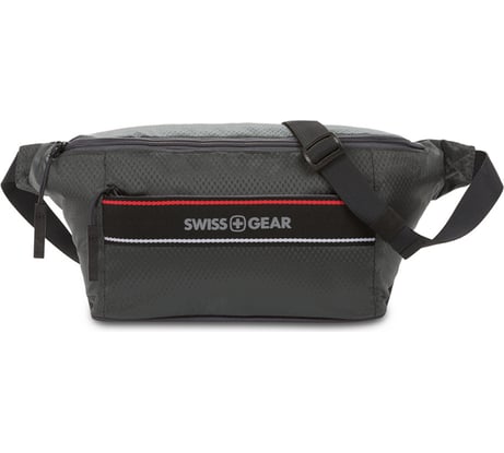 Сумка на пояс SWISSGEAR серая, полиэстер с плетением рип-стоп, 38х5х15 см 3991414521