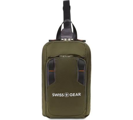 Рюкзак с одним плечевым ремнем SWISSGEAR зеленый/оранжевый, полиэстер рип-стоп, 18х5х33 см, 4 л 3992606550