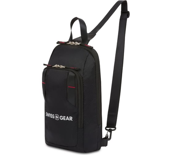 Рюкзак с одним плечевым ремнем SWISSGEAR черный/красный, полиэстер рип-стоп, 18х5х33 см, 4 л 3992202550