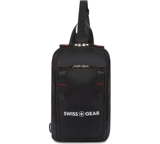 Рюкзак с одним плечевым ремнем SWISSGEAR черный/красный, полиэстер рип-стоп, 18х5х33 см, 4 л 3992202550