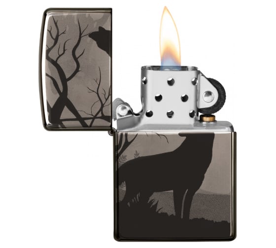 Зажигалка ZIPPO Classic с покрытием Black Ice, латунь/сталь,чёрная, глянцевая, 38x13x57 мм, 49188