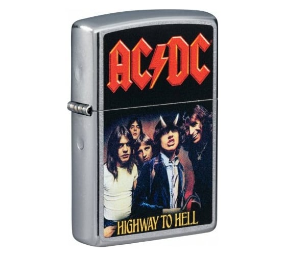 Зажигалка ZIPPO AC/DC с покрытием Street Chrome, латунь/сталь, серебристая матовая, 38x13x57 мм 49235