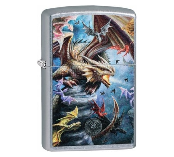 Зажигалка ZIPPO Anne Stokes с покрытием Street Chrome, латунь/сталь, серебристая, 38x13x57 мм 49104