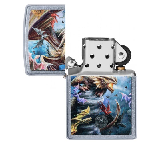 Зажигалка ZIPPO Anne Stokes с покрытием Street Chrome, латунь/сталь, серебристая, 38x13x57 мм 49104