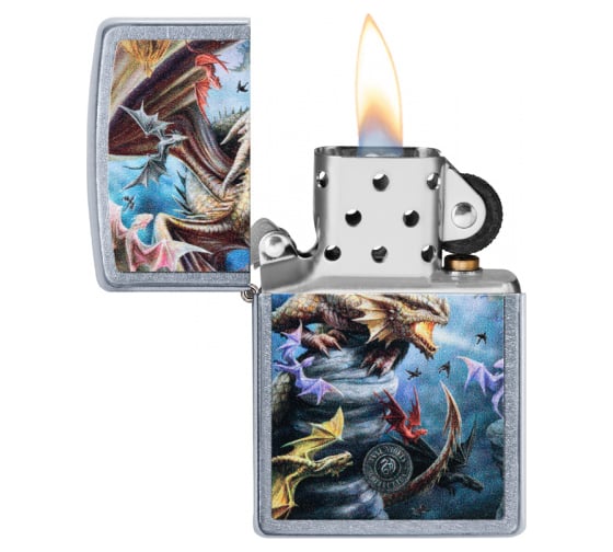 Зажигалка ZIPPO Anne Stokes с покрытием Street Chrome, латунь/сталь, серебристая, 38x13x57 мм 49104
